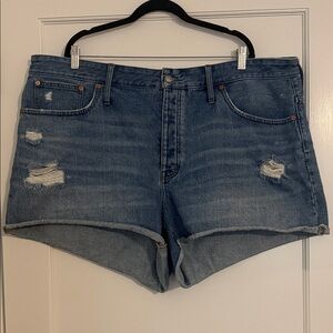 Madewell Distressed Medium Wash Blue Denim Jean Shorts 22W